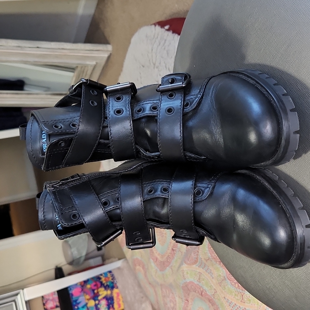Prada boots, size 7, black leather